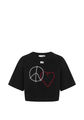 Love Moschino embroidered cotton jersey T-shirt - Black