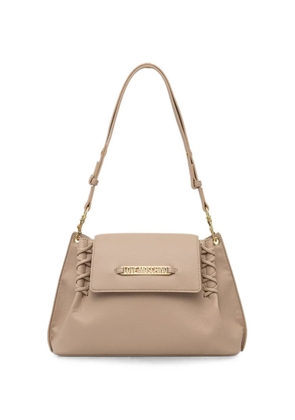 Love Moschino logo-lettering whipstitched shoulder bag - Neutrals