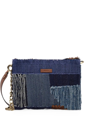 Sessùn Farawa patchwork fringed shoulder bag - Blue