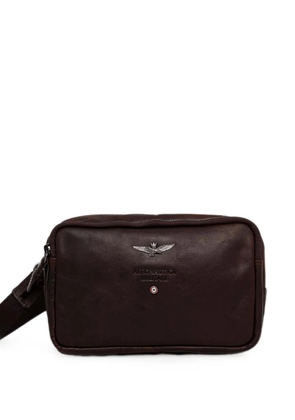 Aeronautica Militare logo-plaque leather belt bag - Brown