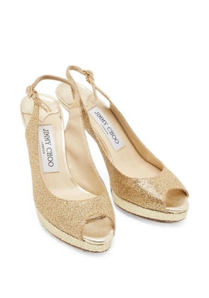 Jimmy Choo Pre-Owned Verity peep-toe slingback heeled pumps - Gold