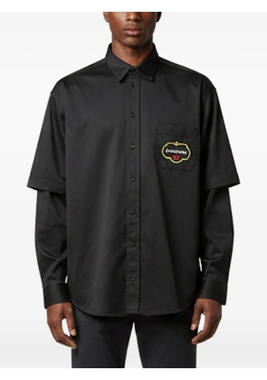 Balenciaga Pre-Owned logo-embroidered double-sleeve shirt - Black