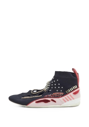 Valentino Garavani Pre-Owned crystal-embellished slip-on sneakers - Black