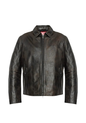Diesel L-Amar-WRD logo-embossed leather jacket - Brown