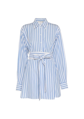 Celine Pre-Owned striped waist-tie shirt - Blue