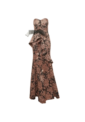 Badgley Mischka ruffled bow-detail maxi gown - Black