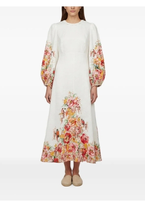 ZIMMERMANN Mae floral-print linen maxi dress - White