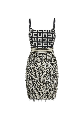 Elisabetta Franchi Monogram fringed mini dress - Black