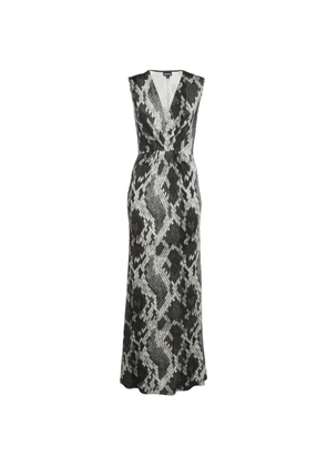 Just Cavalli Vintage snake-effect ruched maxi dress - Black