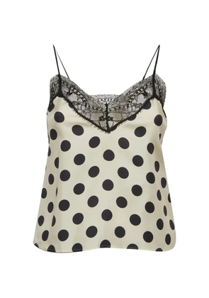 Dolce & Gabbana Pre-Owned polka-dot-print lace-trim blouse - Neutrals