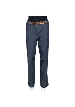 Roberto Cavalli Vintage leopard-print trim trousers - Blue