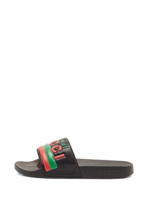 Gucci Pre-Owned logo-embossed leather slides - Black