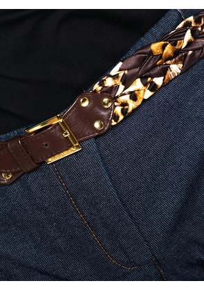 Roberto Cavalli Vintage leopard-print trim trousers - Blue