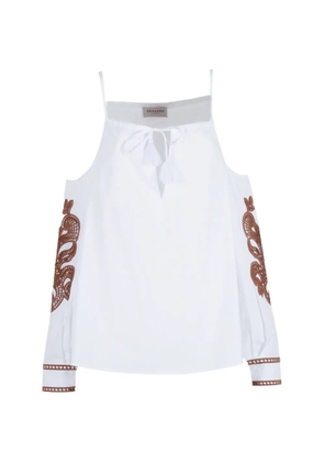 ERMANNO FIRENZE embroidery cold-shoulder blouse - White