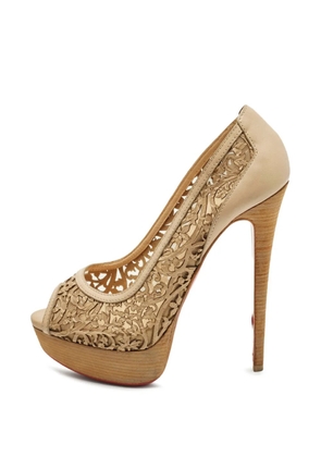 Christian Louboutin Pre-Owned Pampas laser-cut platform pumps - Neutrals