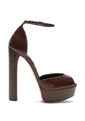 Casadei Flora python-effect platform sandals - Brown
