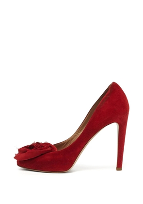 Valentino Garavani Pre-Owned rose-appliqué heeled pumps - Red