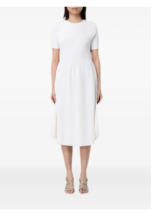 Emporio Armani ribbed-knit short-sleeve midi dress - White