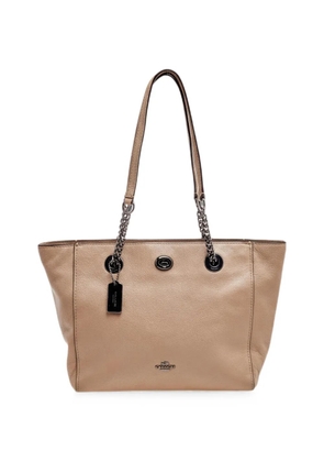 Coach turn-lock calf leather tote bag - Grey