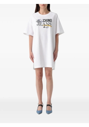 MOSCHINO JEANS logo-print mini T-shirt dress - White