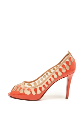 Christian Louboutin Pre-Owned peep-toe leather heeled pumps - Orange
