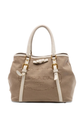 Prada Pre-Owned 2013-2026 Canvas Canapa Logo Bow satchel - Neutrals