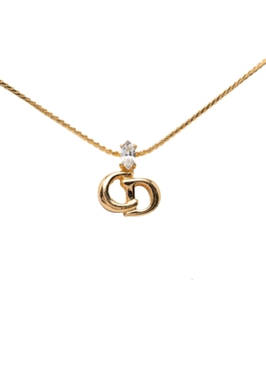 Christian Dior Pre-Owned 2000-2006 Gold Plated Strass CD Logo Pendant Necklace costume necklace