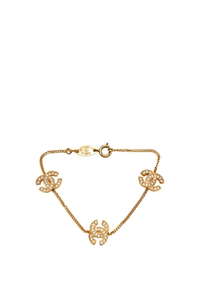 CHANEL Pre-Owned 1982 Triple CC Gold Plated Strass Bracelet costume bracelet