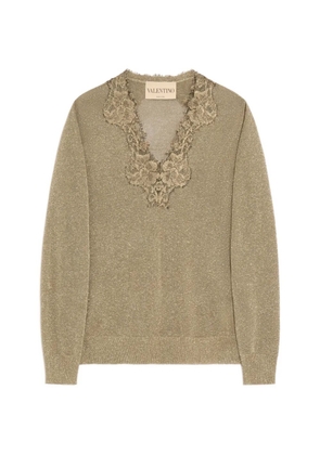 Valentino Garavani lurex sweater with lace - Gold