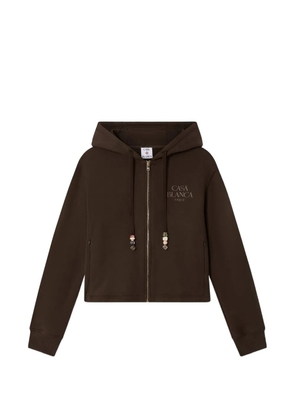 Casablanca bead-embellished cropped hoodie - Brown