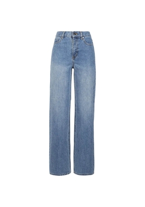 Self-Portrait rhinestone-embellished straight-leg jeans - Blue