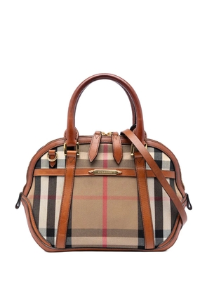 Burberry Pre-Owned 2000-2017 Small Leather Trimmed House Check Canvas Bridle Orchard satchel - Brown