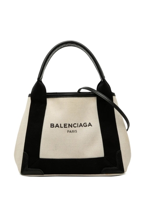 Balenciaga Pre-Owned 2018-2026 Canvas Navy Cabas XS satchel - White