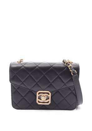 CHANEL Pre-Owned 2021-2026 Quilted Lambskin Crystal Geometric CC Frame Flap crossbody bag - Black