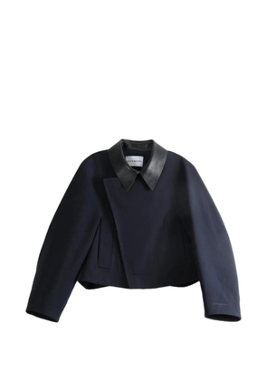 Givenchy cropped leather-collar asymmetric-front jacket - Blue