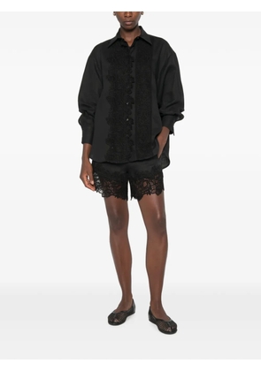Ermanno Scervino lace-embroidery linen shirt - Black