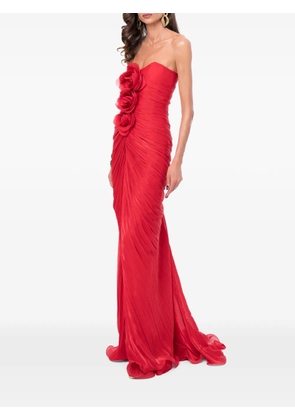 Ana Radu floral-applique ruched maxi dress - Red
