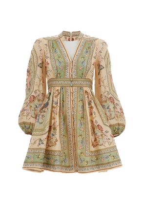ZIMMERMANN floral-print linen mini dress - Neutrals