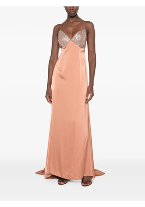 ALESSANDRO LEGORA sequin-embellished maxi dress - Brown