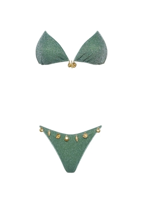 Oséree shell-embellished glitter bikini - Green