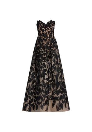 Elie Saab embroidered tulle evening dress - Black