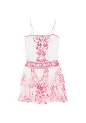Camilla floral-print tiered mini dress - White