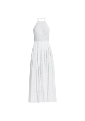 Elie Saab embroidered halterneck day dress - White