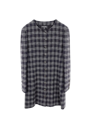 CHANEL Pre-Owned 1986-1988 Cocomark button check midi dress - Blue