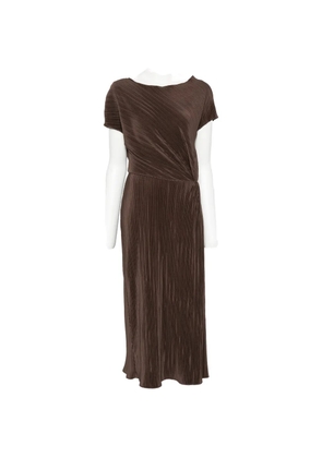Vince pleated twist-detail midi dress - Brown