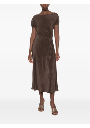 Vince pleated twist-detail midi dress - Brown