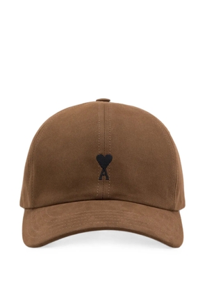 AMI Paris cotton cap with Ami de Coeur - Brown