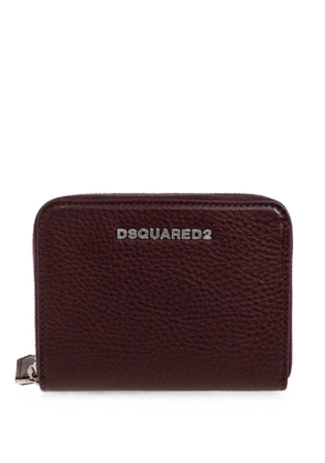 DSQUARED2 logo-plaque pebbled-leather wallet - Brown