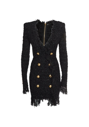 Balmain Pre-Owned mini Bouclé tweed fringed dress - Black