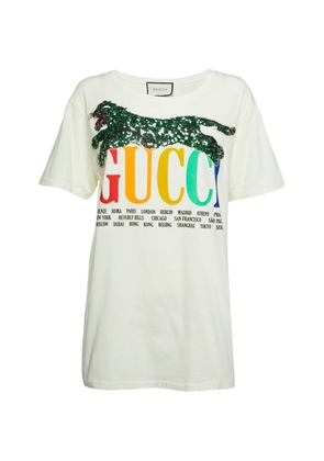 Gucci Pre-Owned sequin-tiger logo-print T-shirt - Neutrals